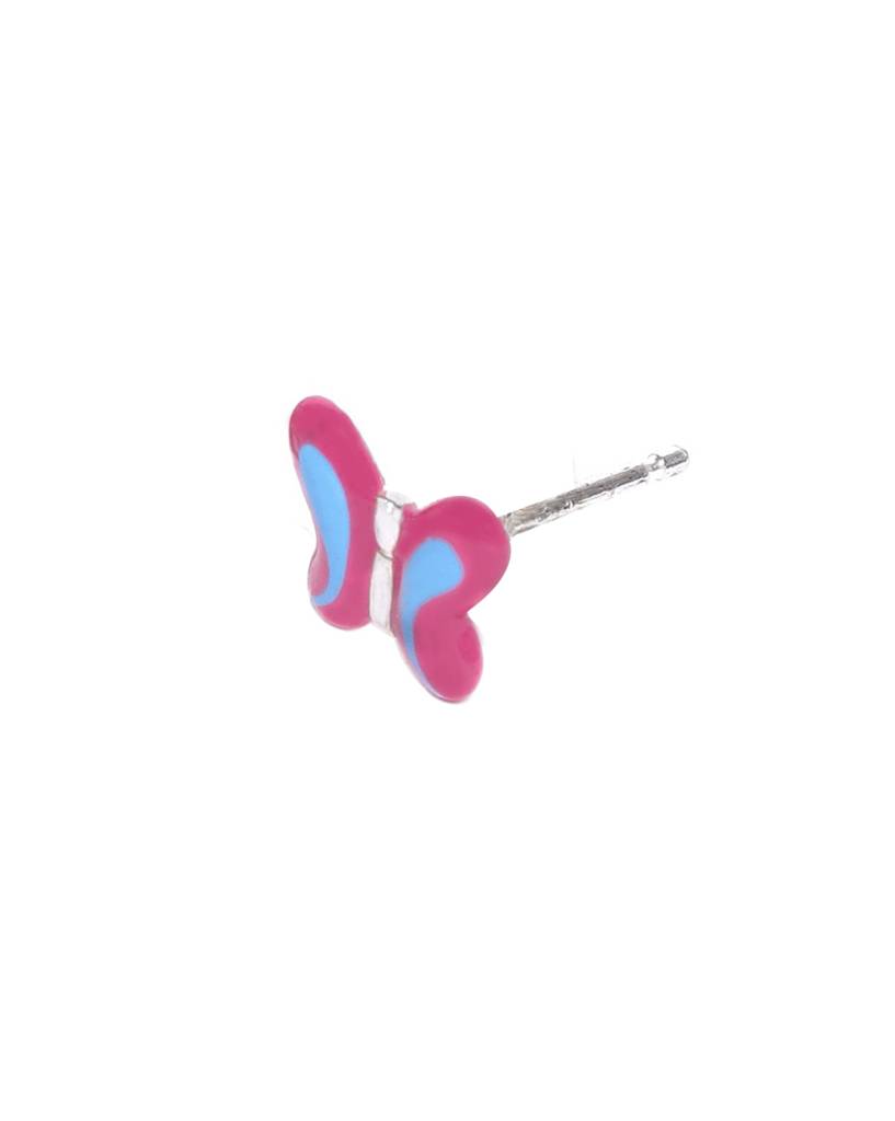 Carlton London Girls Pink 925 Sterling Silver Enamelled Quirky Stud With Silver Plating : DBJ9280E-1