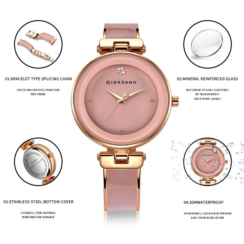 Giordano Designer Analog Watch For Women Â Glossy Round Dial & Bracelet Style Stainless Steel Strap-Gz-60099 : GZ-60099-22