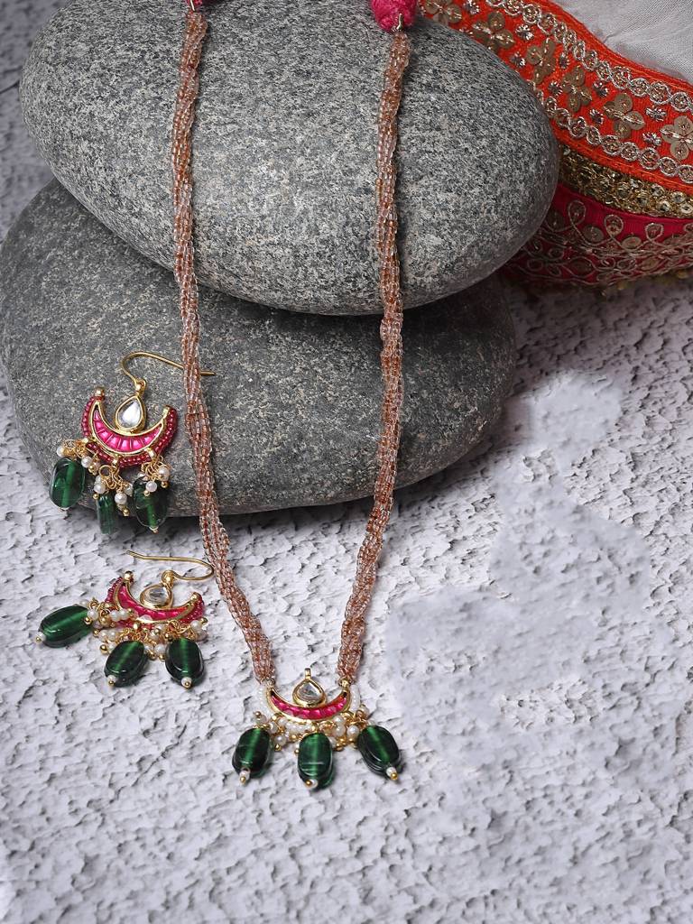Gul-E-Raana Haar With Earrings Jewellery Set : DGNHE24013