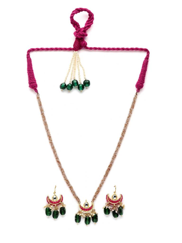 Gul-E-Raana Haar With Earrings Jewellery Set : DGNHE24013
