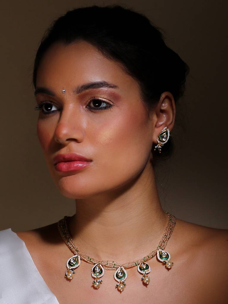 Chandan Necklace With Earring Jewellery Set : DGNHE24016