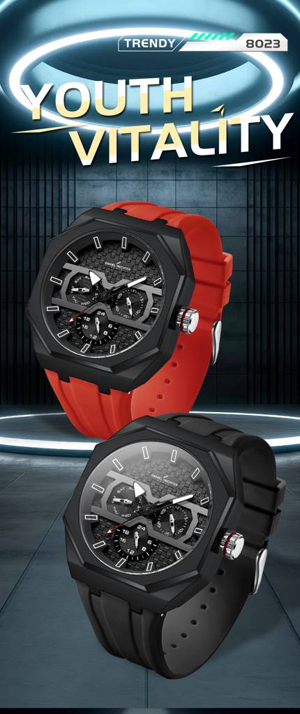 Daniel Hechter Paris Kleber Collection Sporty Multifunction Watch For Men With Checkered Geometric Dial, Day & Da : DHM1023-01