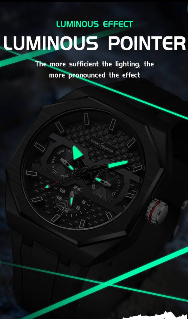 Daniel Hechter Paris Kleber Collection Sporty Multifunction Watch For Men With Checkered Geometric Dial, Day & Da : DHM1023-01