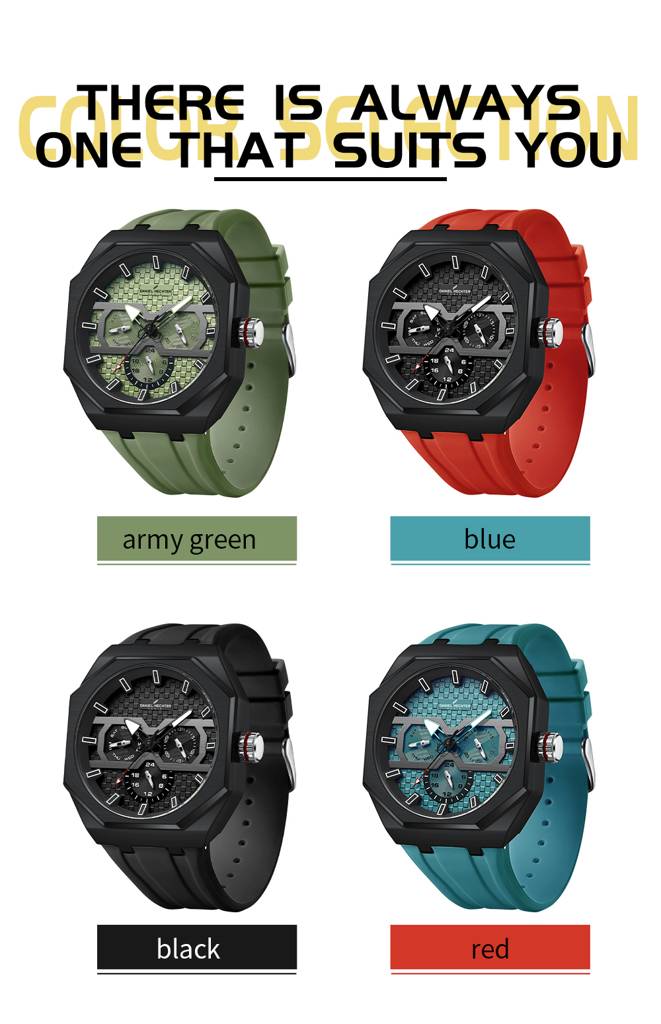 Daniel Hechter Paris Kleber Collection Sporty Multifunction Watch For Men With Checkered Geometric Dial, Day & Da : DHM1023-01