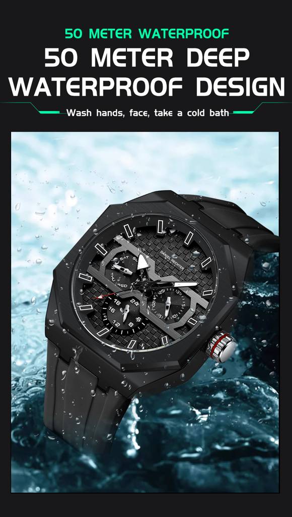 Daniel Hechter Paris Kleber Collection Sporty Multifunction Watch For Men With Checkered Geometric Dial, Day & Da : DHM1023-01