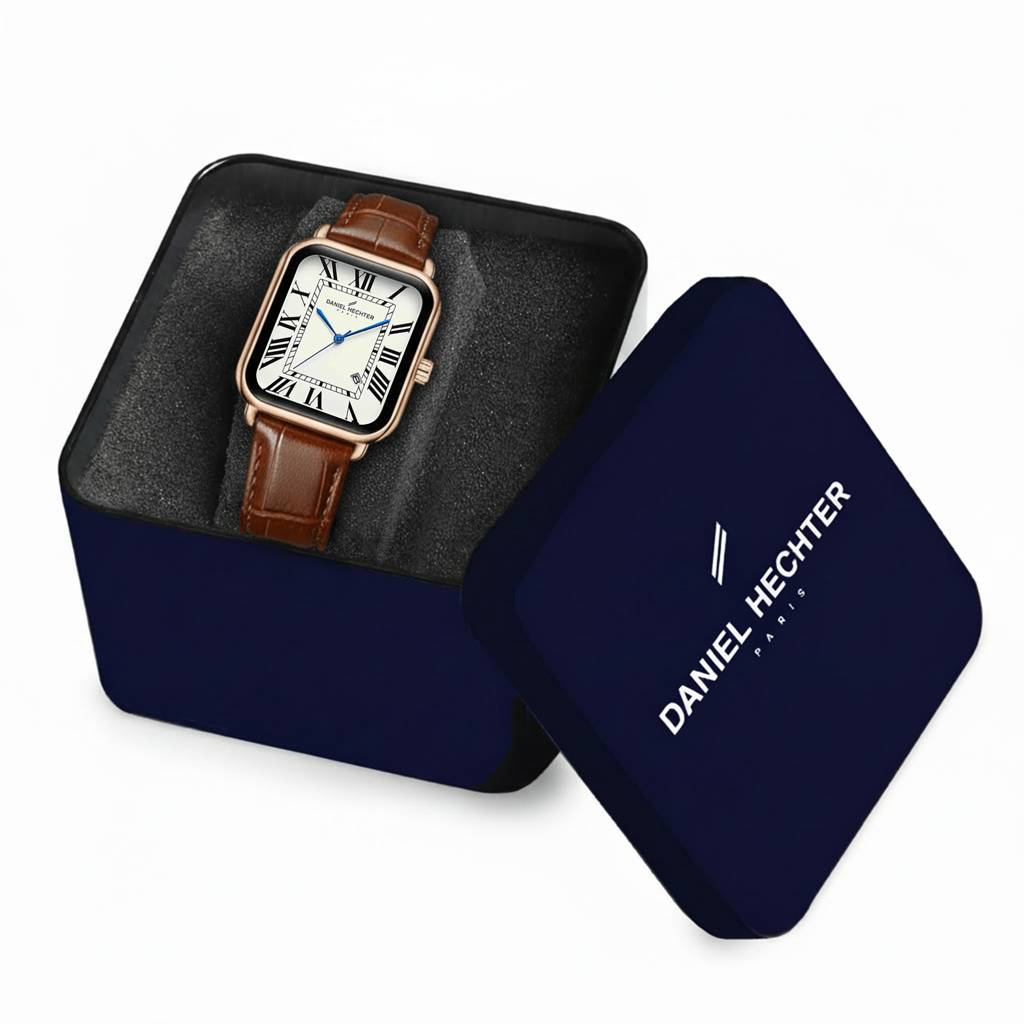 Daniel Hechter Plaisance Collection Square Watch For Women - White Dial, Roman Numerals With Minimalist Design : DHW2012-02