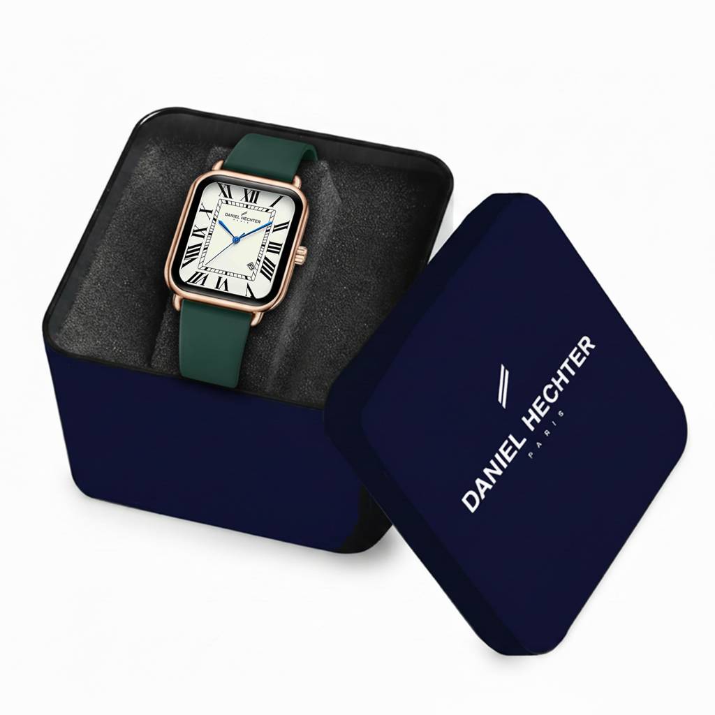 Daniel Hechter Plaisance Collection Square Watch For Women - White Dial, Roman Numerals With Minimalist Design : DHW2012-03