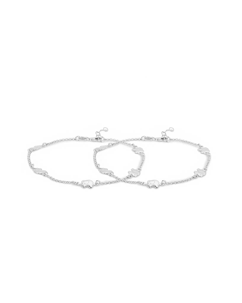 Carlton London Set Of 2 925 Sterling Silver-Plated  Anklets : DJ88451A_1