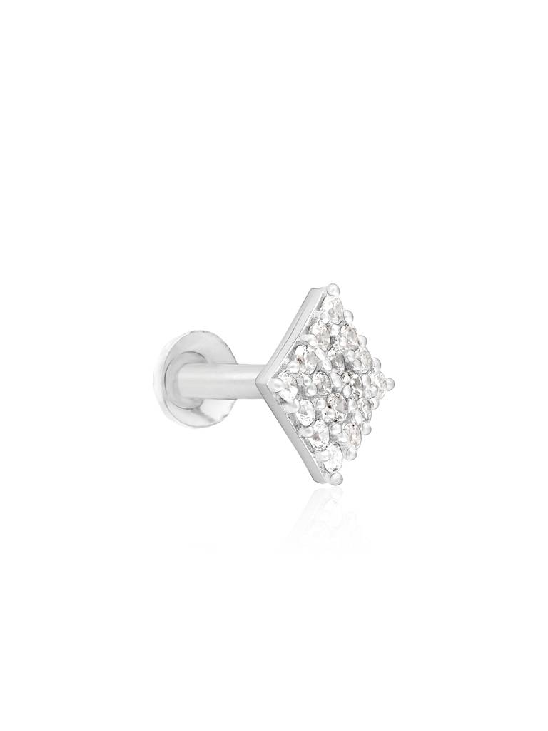 Diamond Cluster Silver Nose Pin : DJNP1879