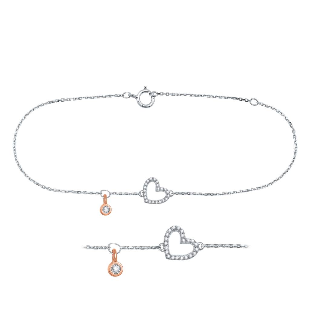 Customizable Heart On Sleeve Diamond Bracelet : B238