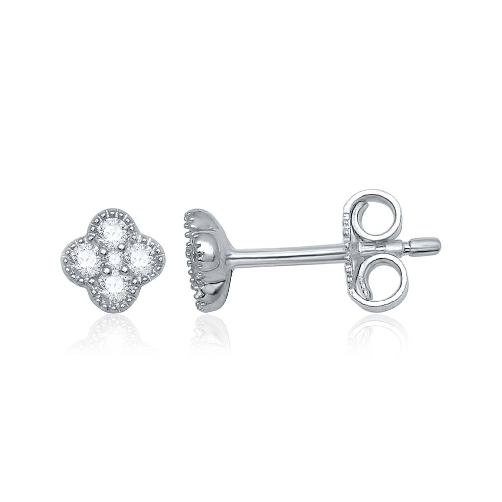 Four Petal Diamond Stud Earrings : E1274