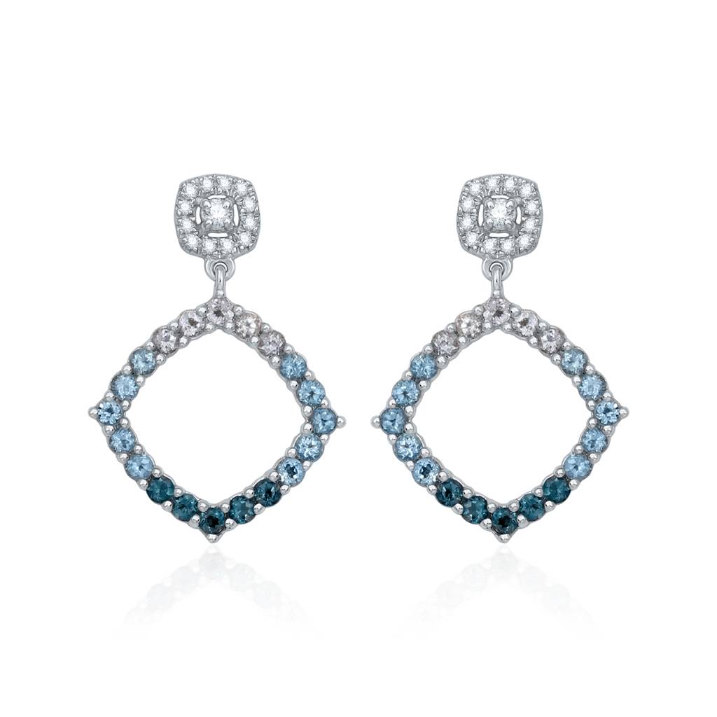 Blue Celestial Rhombus Topaz Drop Earrings : E1288MC