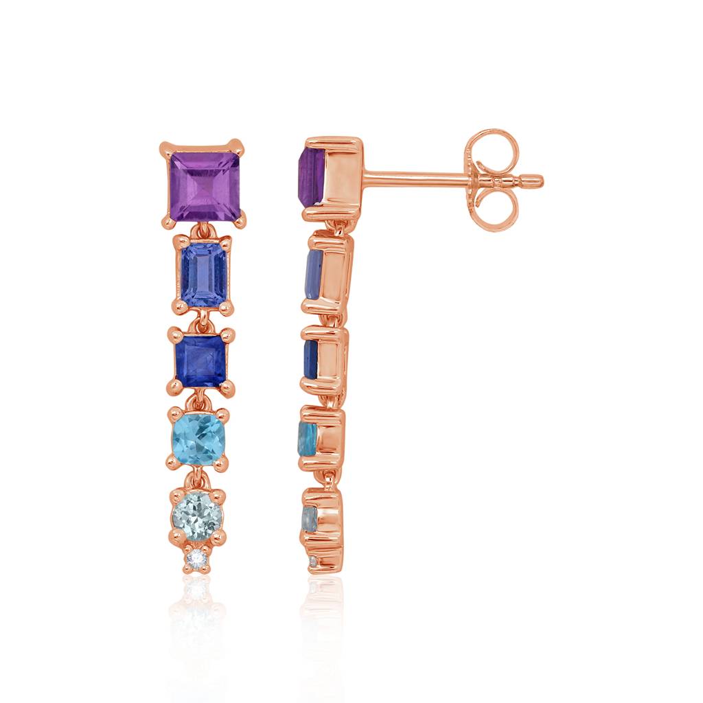 Line Drop Gemstones Earrings : PSE873MC