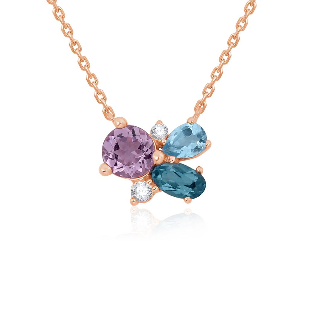 Amethyst & Topaz Gemstone Necklace : NK073MC