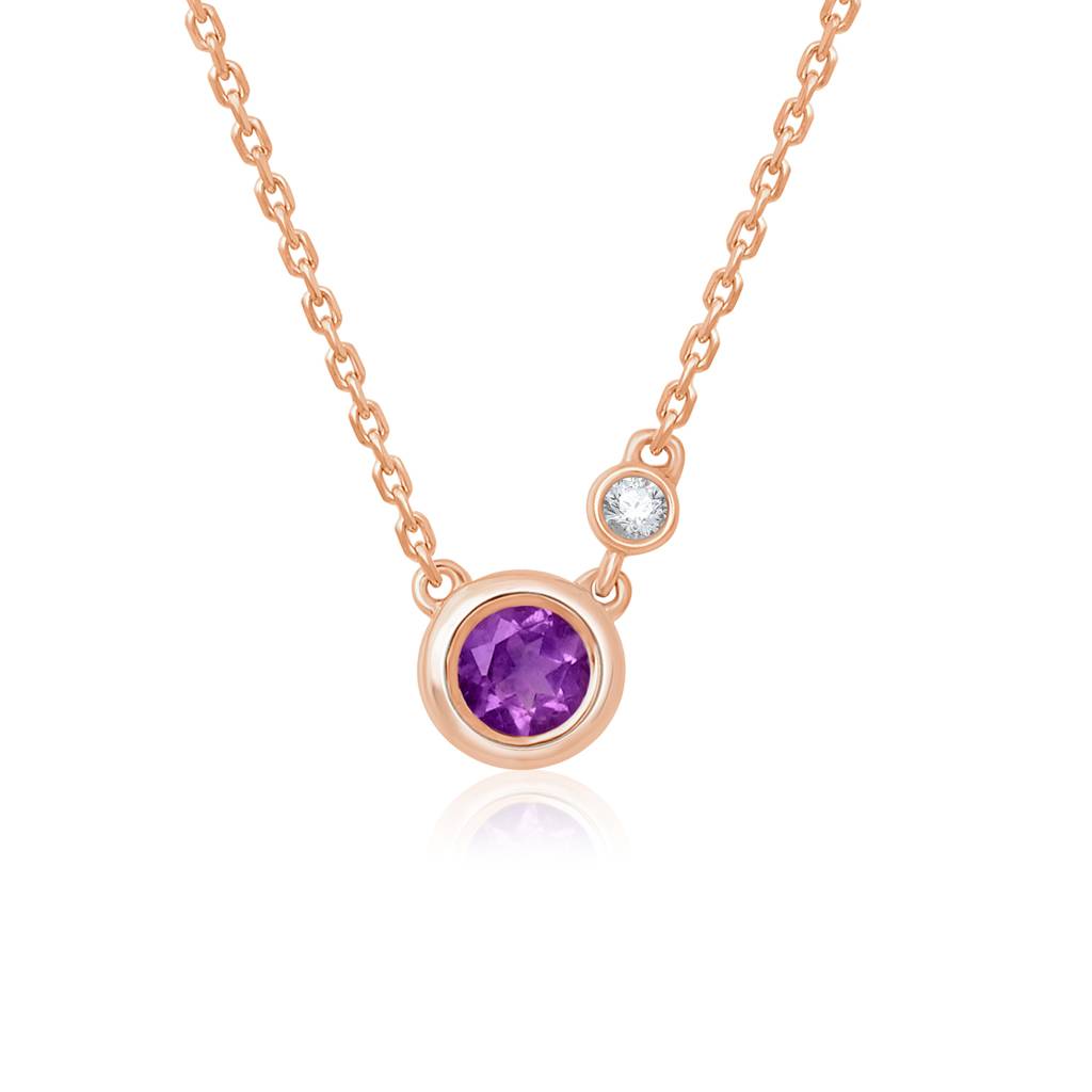 Customizable Tiny Droplet Amethyst Necklace : NK089AM-RG-JAN