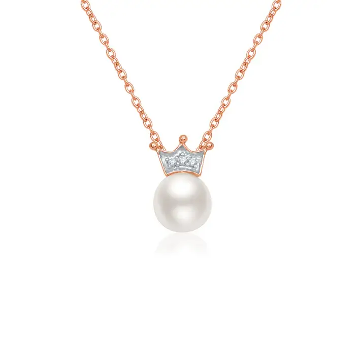 Mini Mivraa Crown Diamond Pearl Necklace : PSN1488