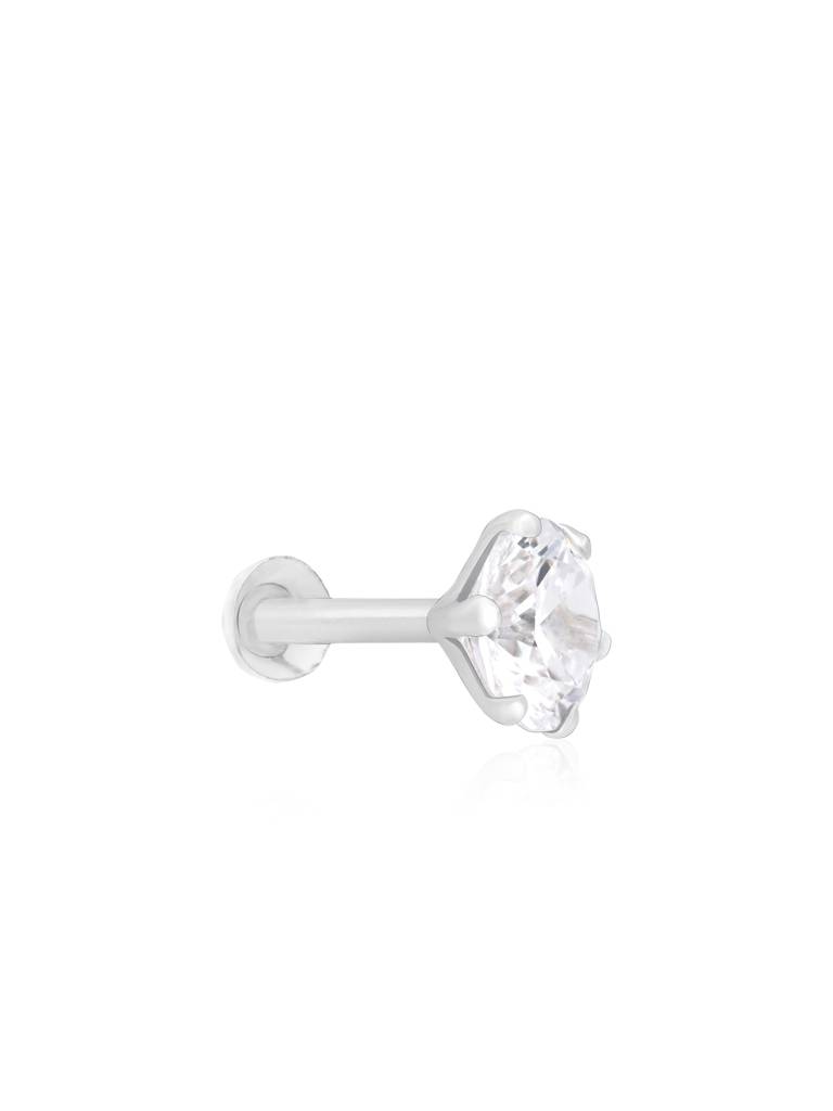 Solitaire Glow Silver Nose Pin : DPNP2179