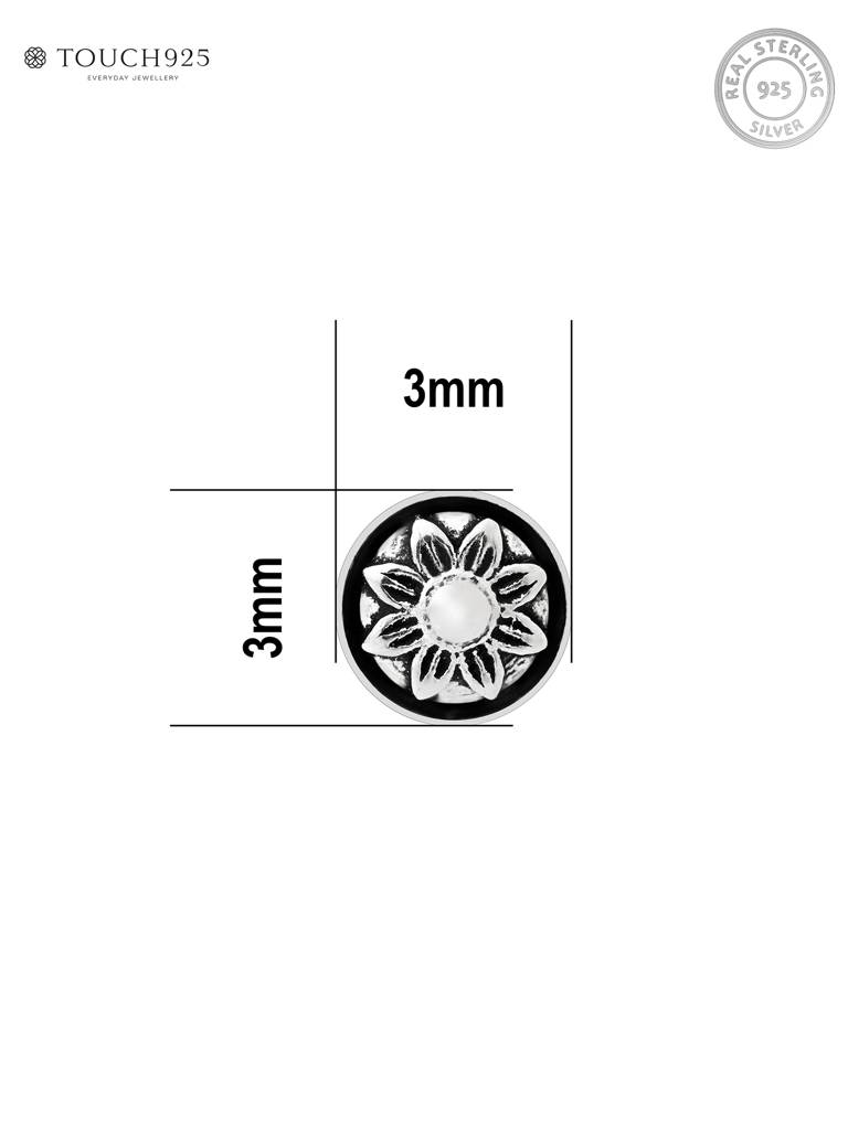 Oxidised Floral Mandala Nose Pin : DQNP2239