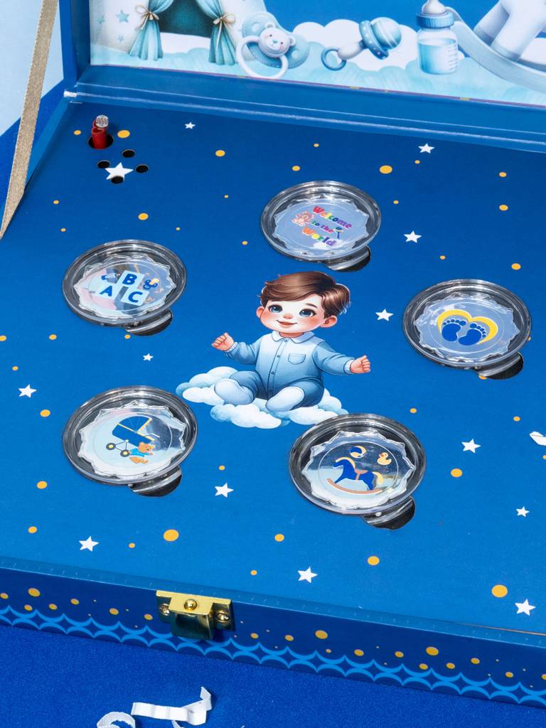 999 Silver Musical Baby Boy Coin Box (5 Coins) : DS13