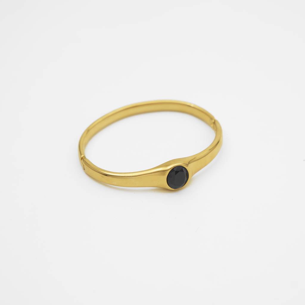 Black Gemstone Cuff Bangle : TBG15