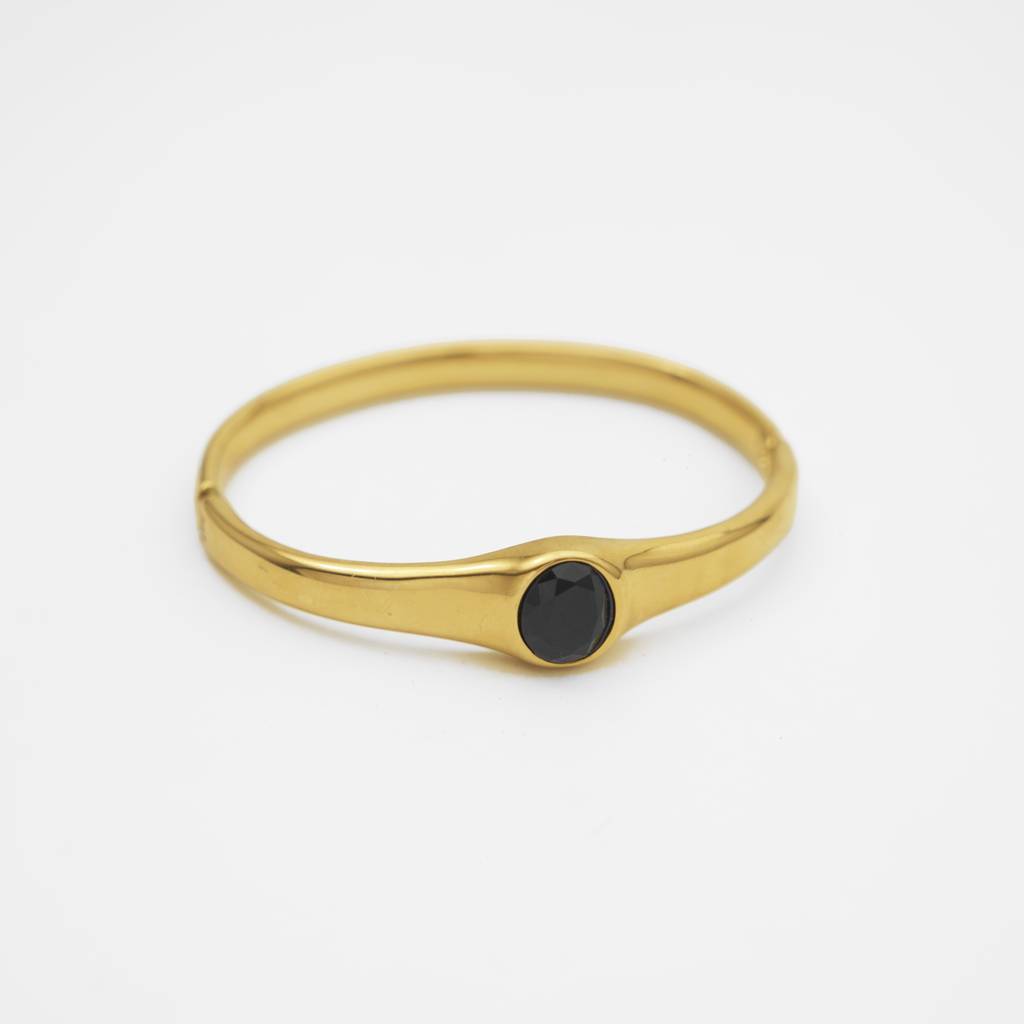 Black Gemstone Cuff Bangle : TBG15