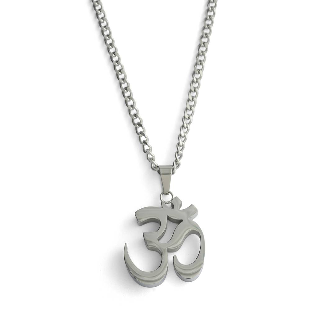 Mens Anti-Tarnish Om Pendant Necklace Chain : AXU0125PN701S