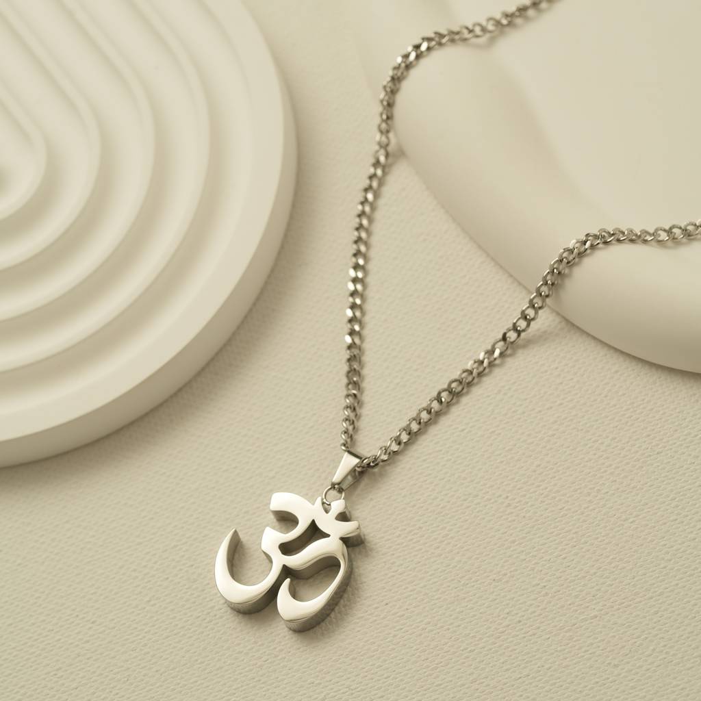 Mens Anti-Tarnish Om Pendant Necklace Chain : AXU0125PN701S