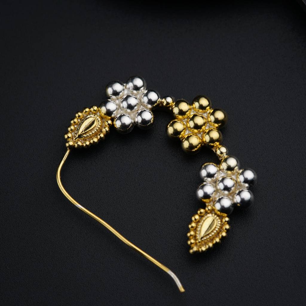 Swarna Rajat Kudi Nath: Dual Tone, Medium (Left) : Swarna_Rajat_Kudi_Nath_Dual_Tone_Medium_Left_Pierced