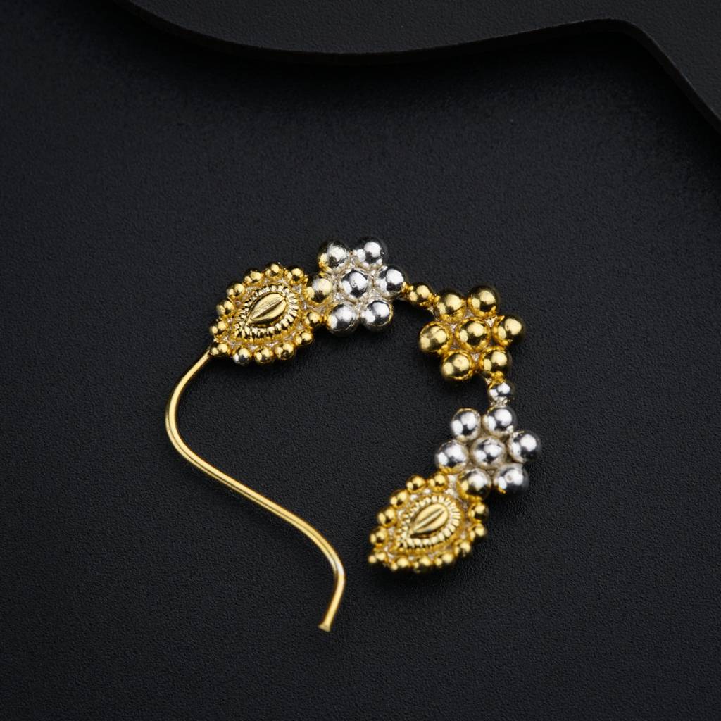 Swarna Rajat Kudi Nath - Dual Tone, Small (Left, Pierced) : Swarna_Rajat_Kudi_Nath_Dual_Tone_Small_(Left_Pierced)