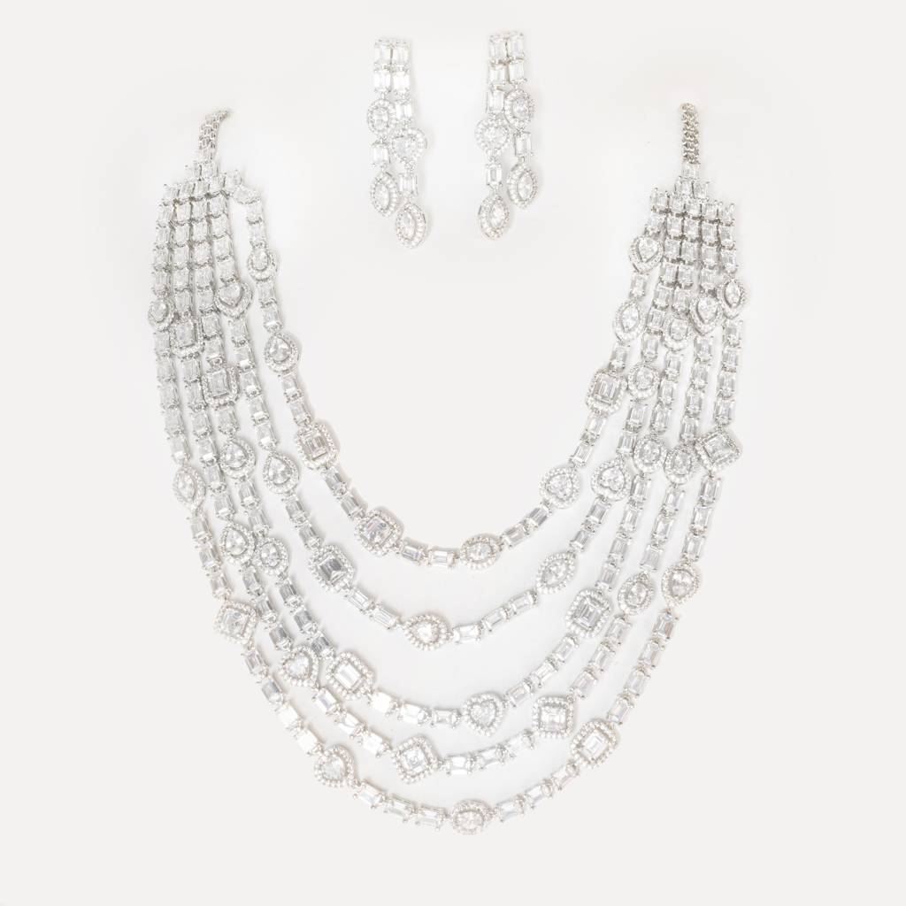 Bold And Dramatic Long Diamond Necklace Set : ZGRK257