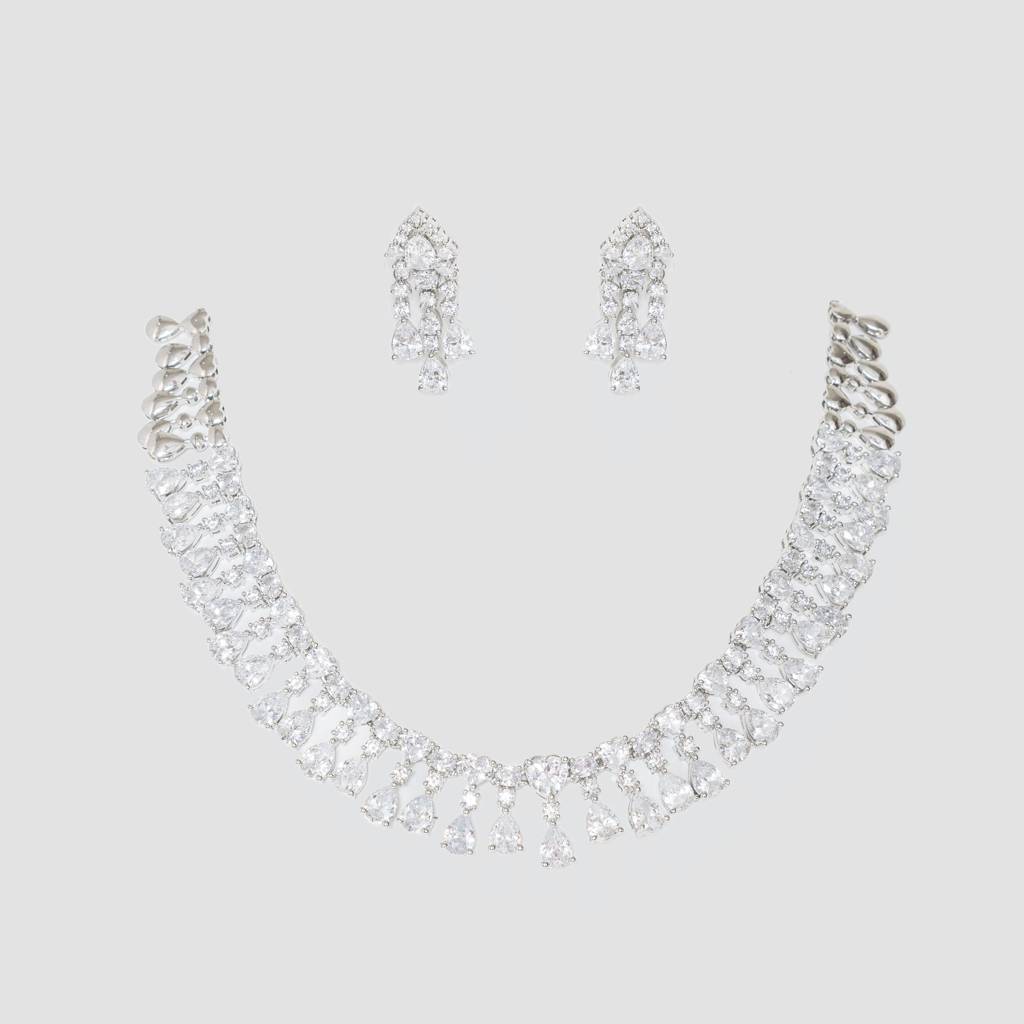 Bold And Dramatic Diamond Set With Earrings. : ZGRK215