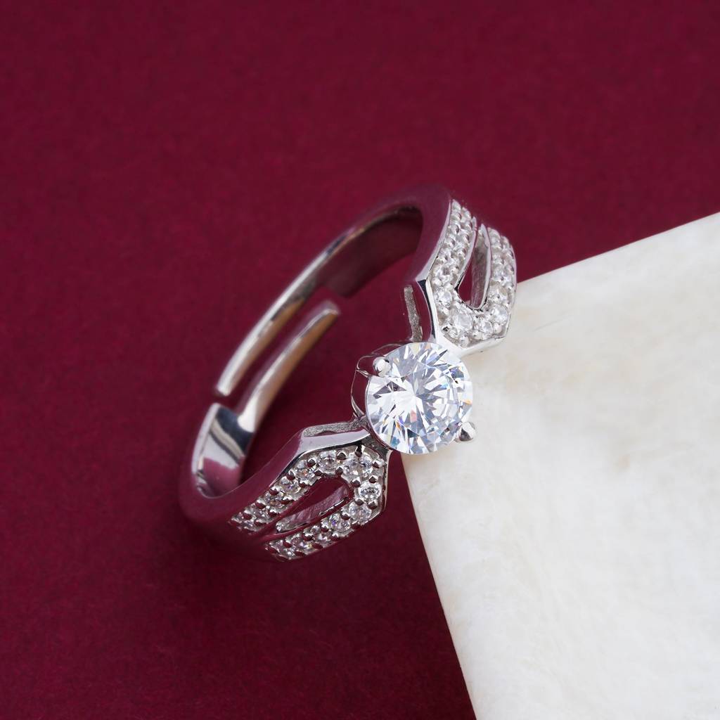 Silver Zircon Elegant Loop Ring : ZLR-1077