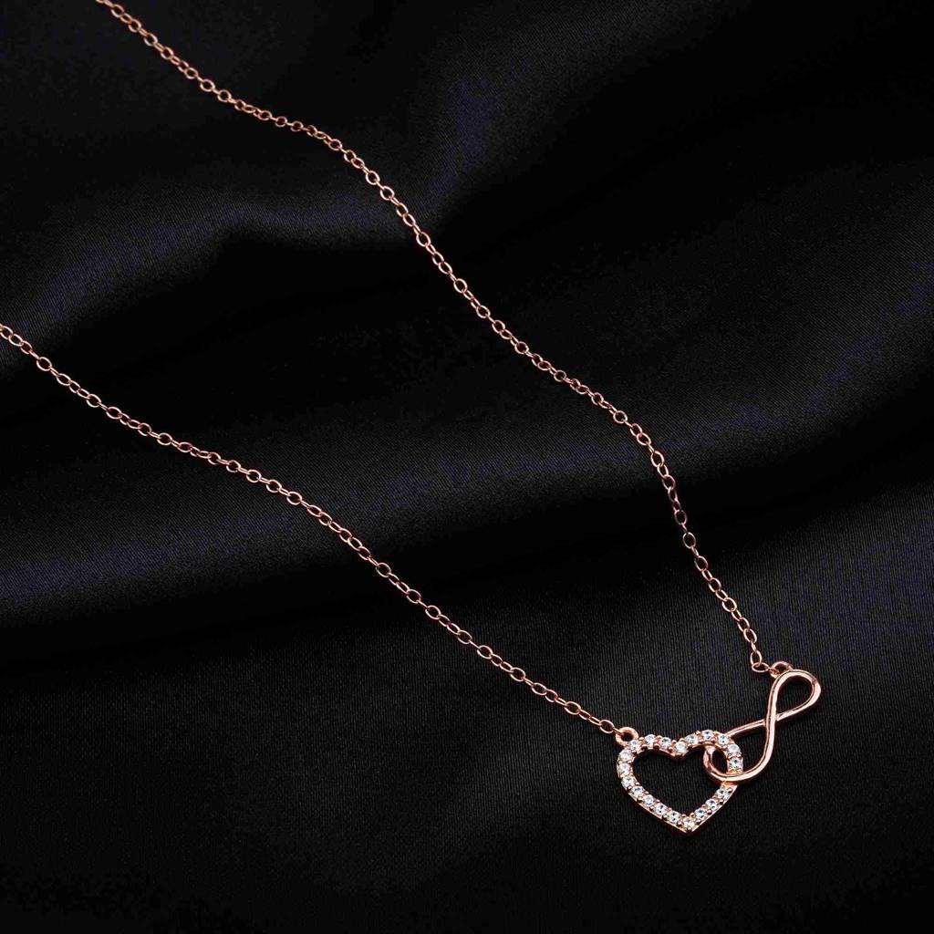 Rose Gold Infinity Zircon Heart Necklace For Women : ZLNKL-1010R