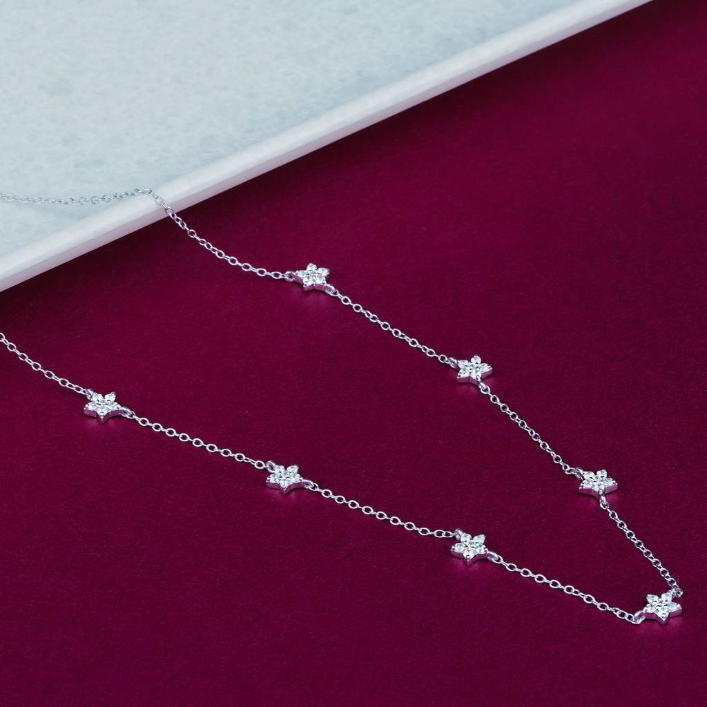 Silver Choker Star Minimalist Necklace : ZLNKL-1011