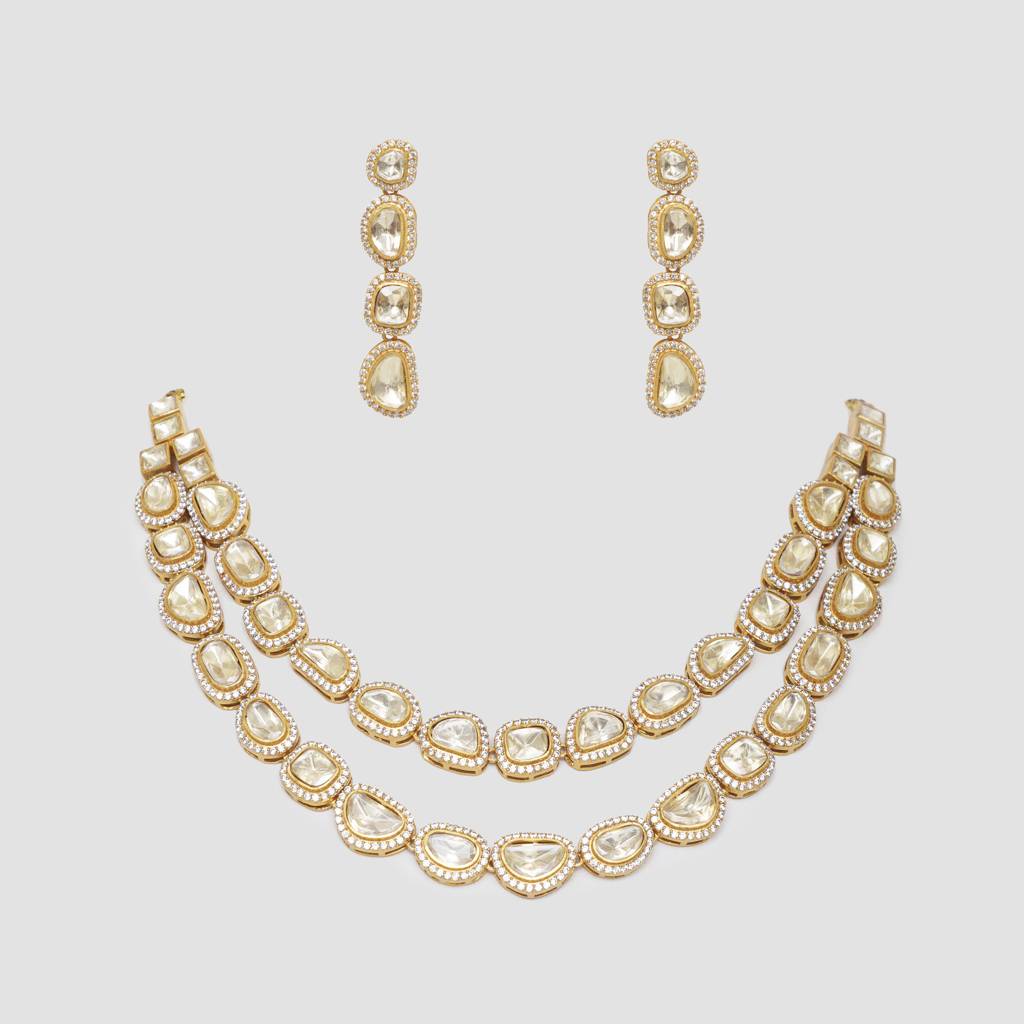 Elegant And Stylish 2 Line Moissanite Necklace Set : ZGJM64