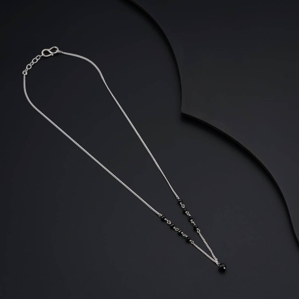 Handmade Silver Mangalsutra : Spinel Ganthan Patch : Silver-mangalsutra-black-spinel-jan24-1