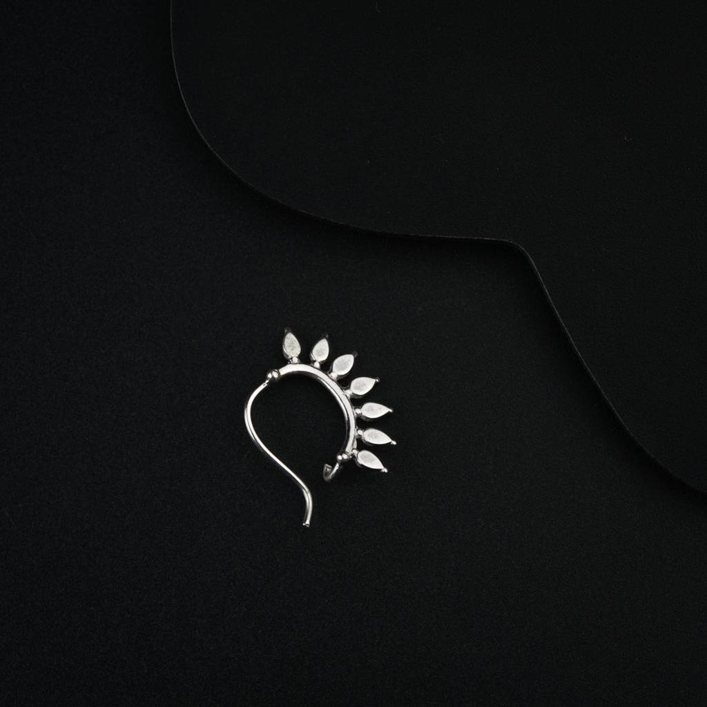 Silver Kiran Nath (Left) : Silver_Kiran_Nosepin_Pierced(Left,Clipon)_Oct24