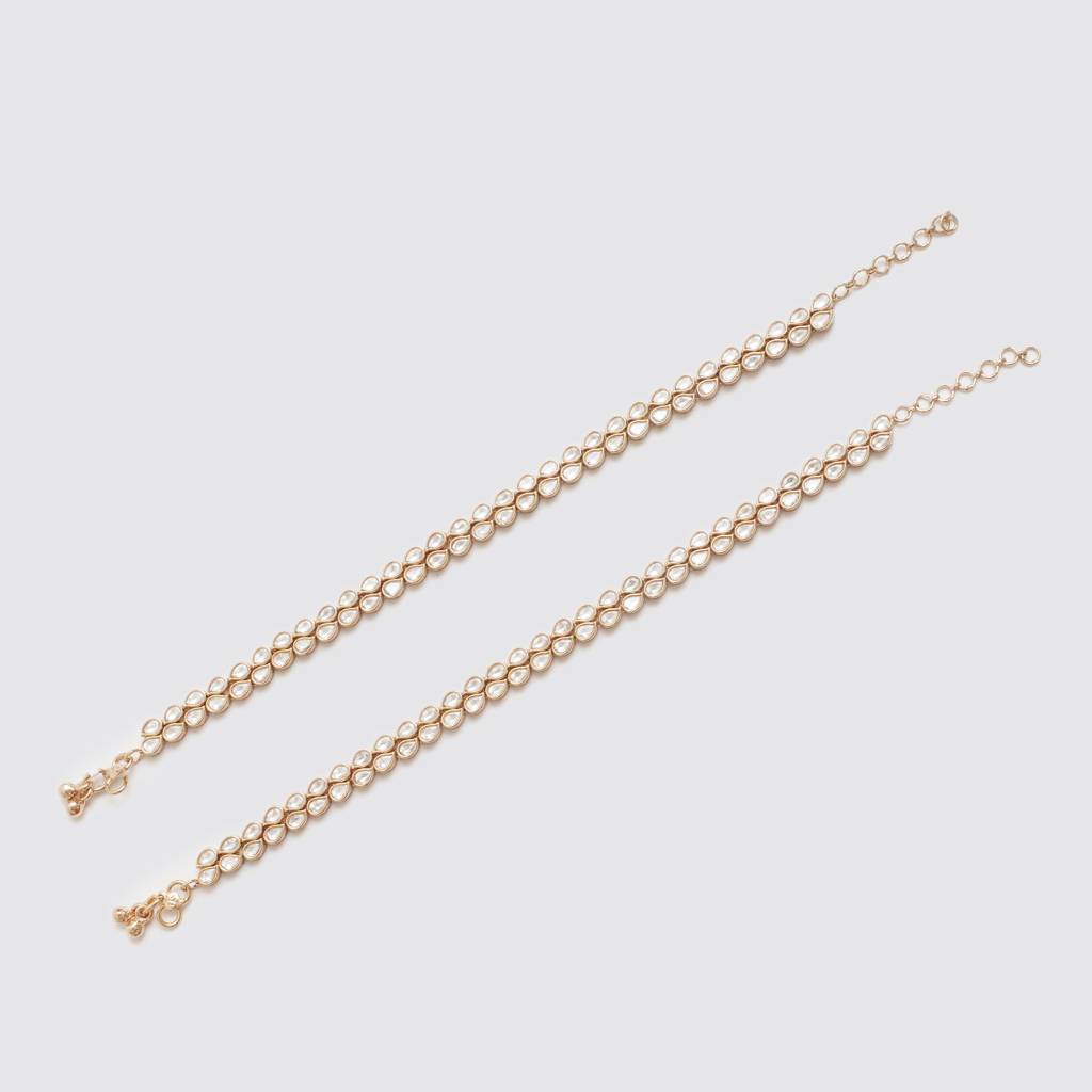 Vrinda Gold Finish Kundan Polki Payals : ZGJA149