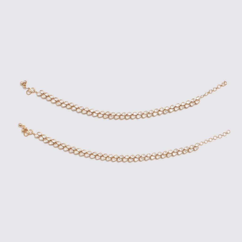 Vrinda Gold Finish Kundan Polki Payals : ZGJA149