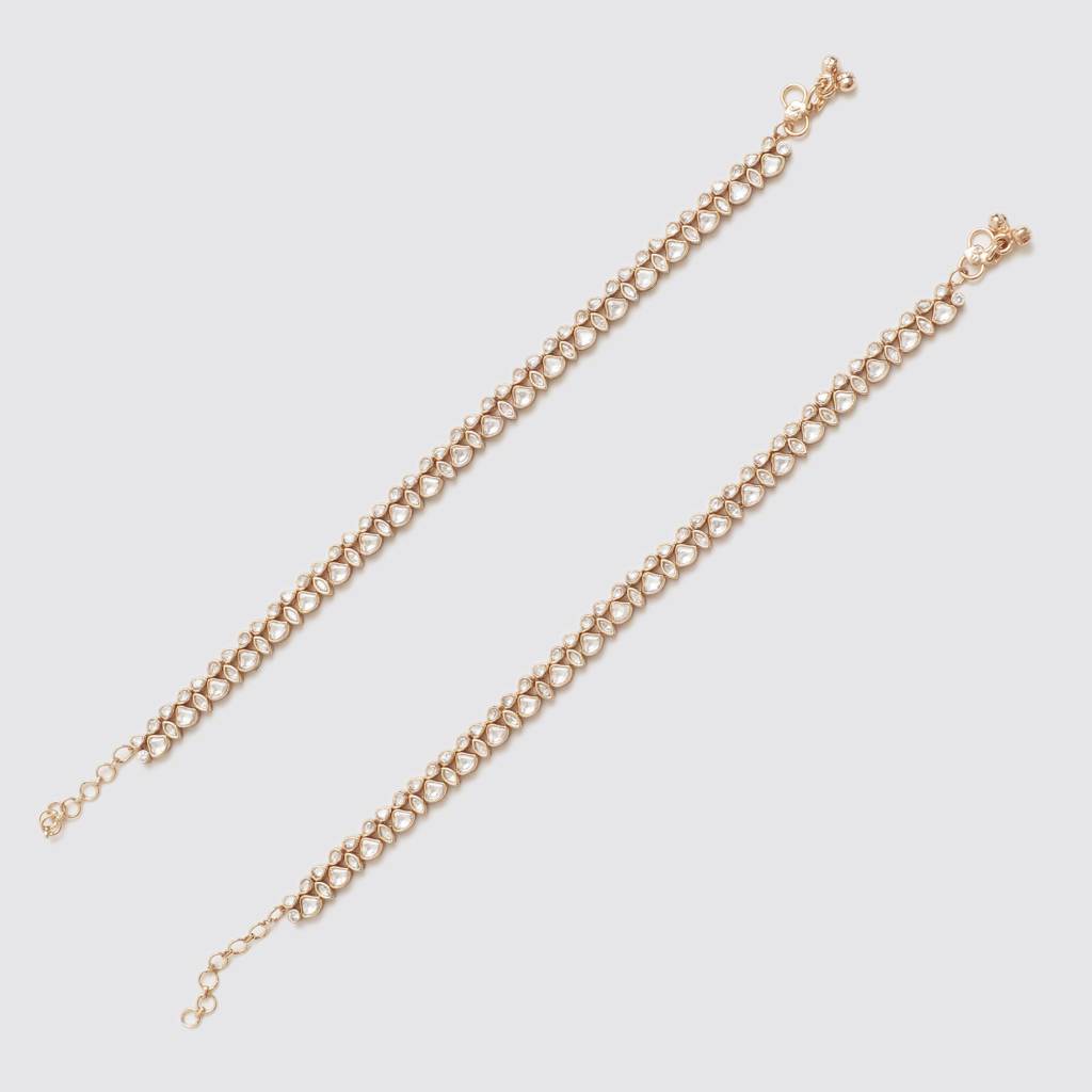 Maozi Gold Finish Kundan Polki Payals : ZGJA148