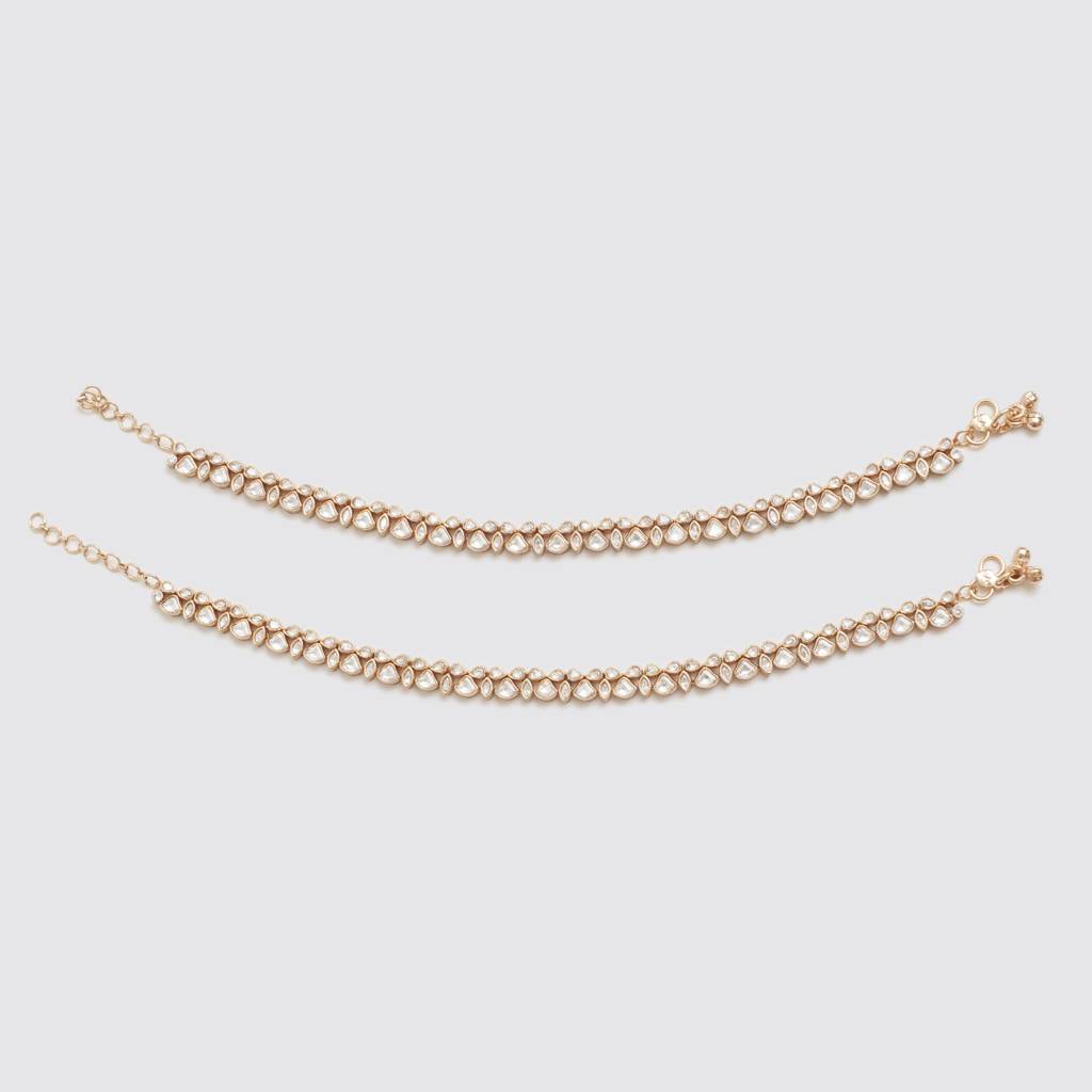 Maozi Gold Finish Kundan Polki Payals : ZGJA148
