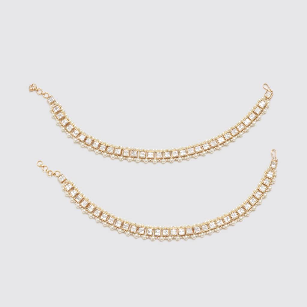 Classic Kundan Polki Anklets : ZGJA180