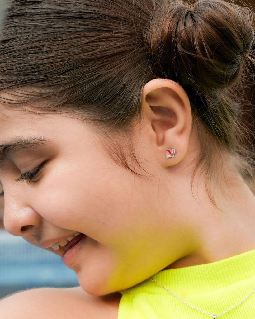 925 Silver Hypoallergenic Glitter Pink Shell 8Mm Push Back Earring : A1067-70Pinkseashellearrings