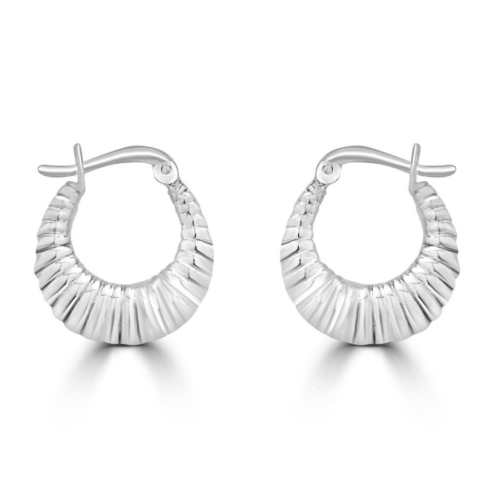 Croissant Chunky Silver Hoops 925 Sterling Silver Earrings : TWP1181