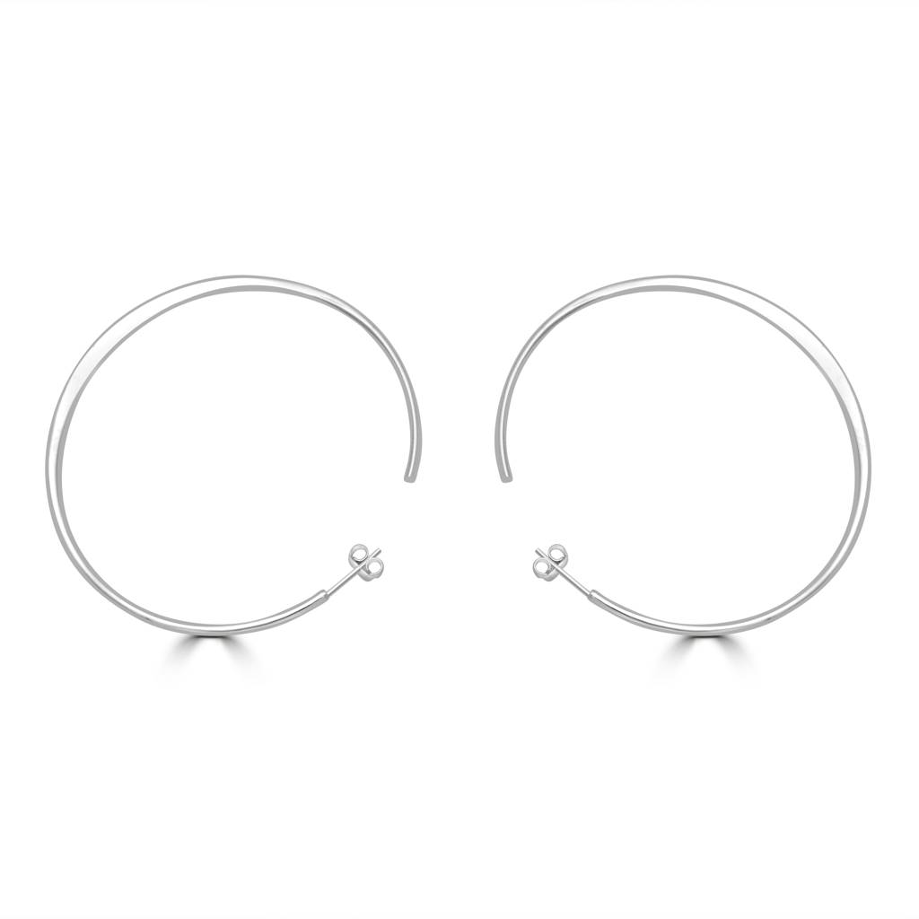925 Pure Silver Circular Half Hoop Earrings | Silver Semicircle Earrings : TWP1168
