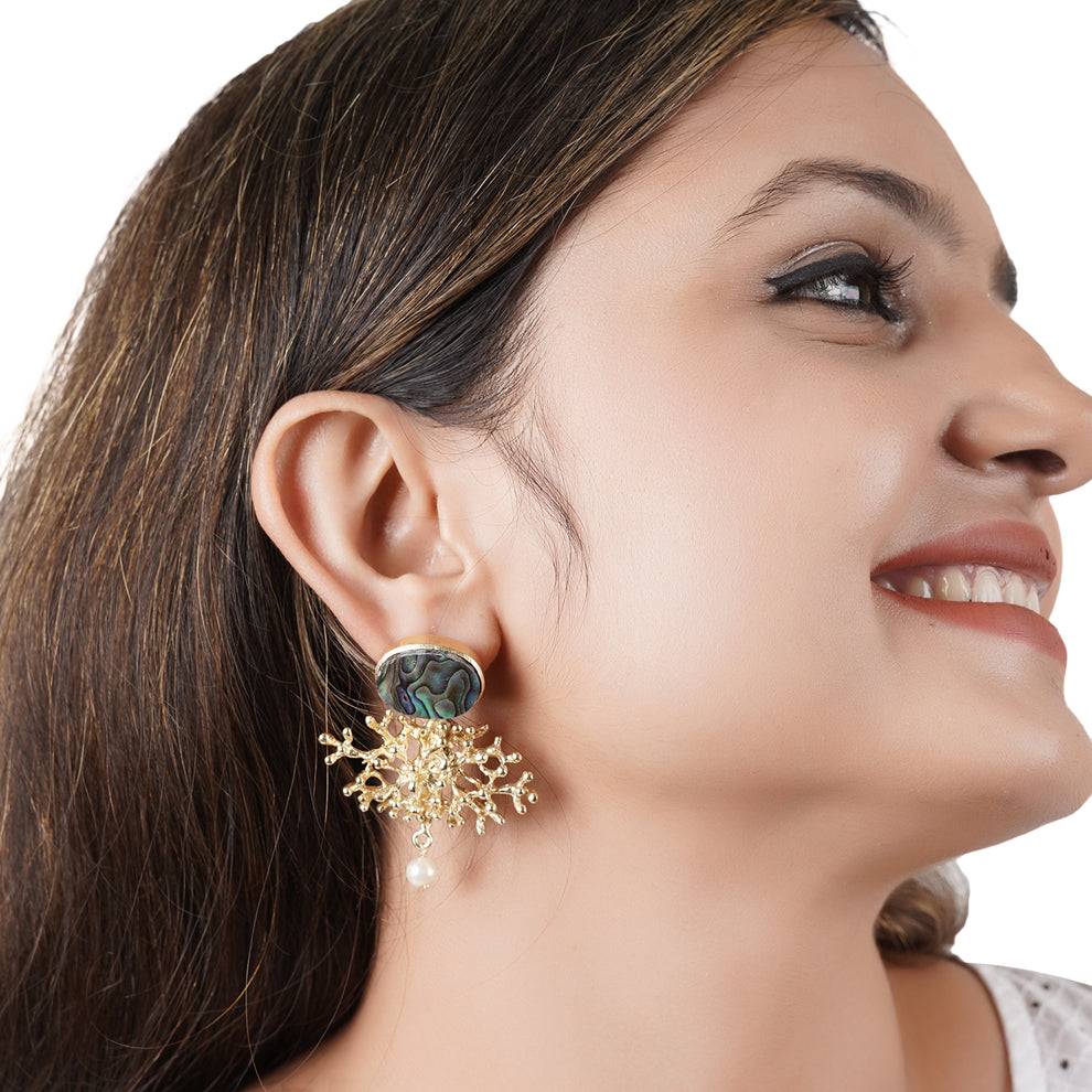 Abalone Snow Flake Earrings : GRE22