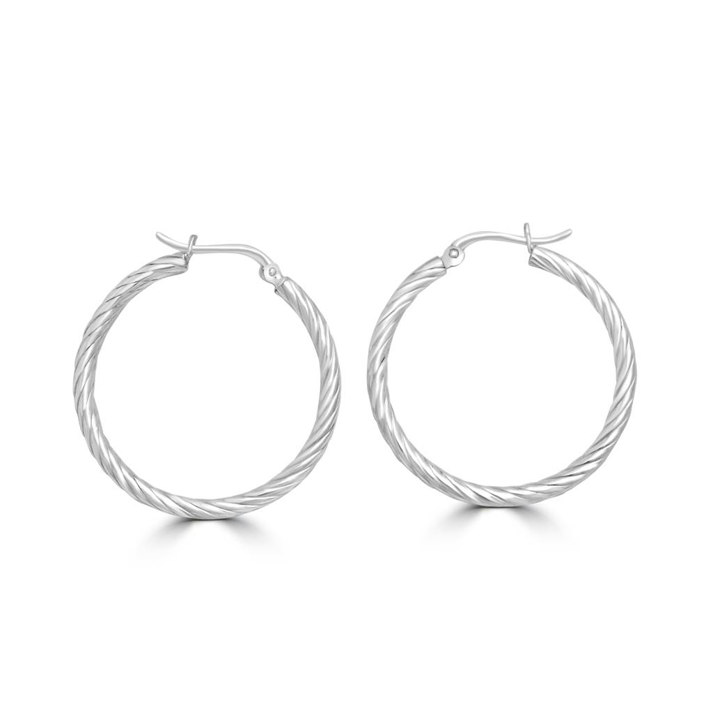 Circular Hoops Earring In 925 Sterling Silver | Silver Round Hoop Bali Earrings : TWP1169