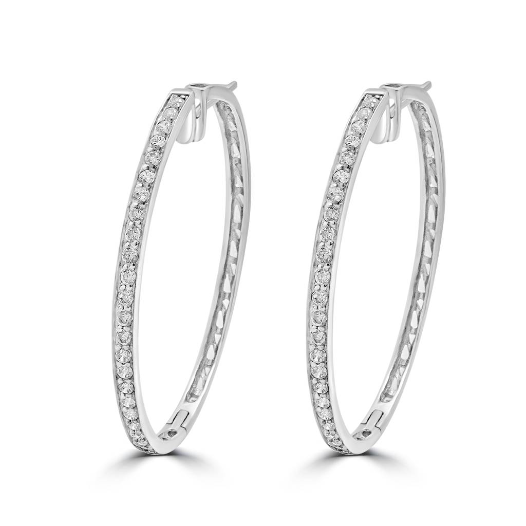 925 Sterling Silver Classic Inside Out Hoop Earrings | Silver Round Hoops : TWP1174