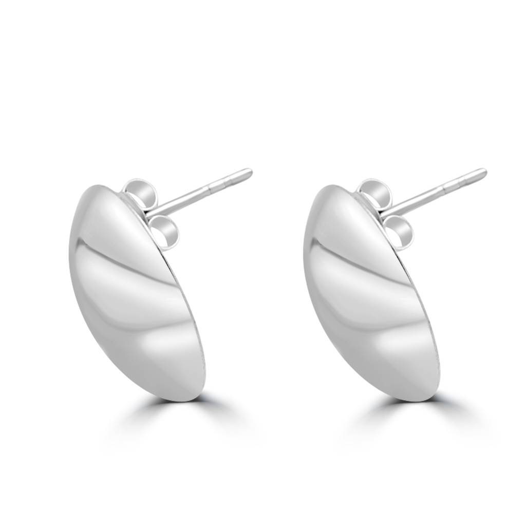 925 Sterling Silver Curved Oval Shape Post Earrings| Round Circle Studs : TWP1191