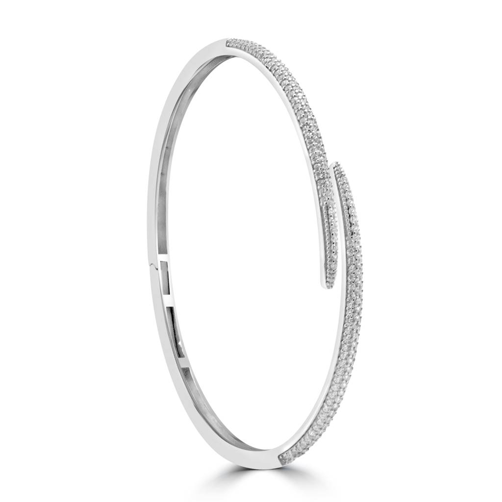 925 Pure Sterling Silver Stone-Studded Bracelet | Halo Silver Bracelet/Bangle : BR1054
